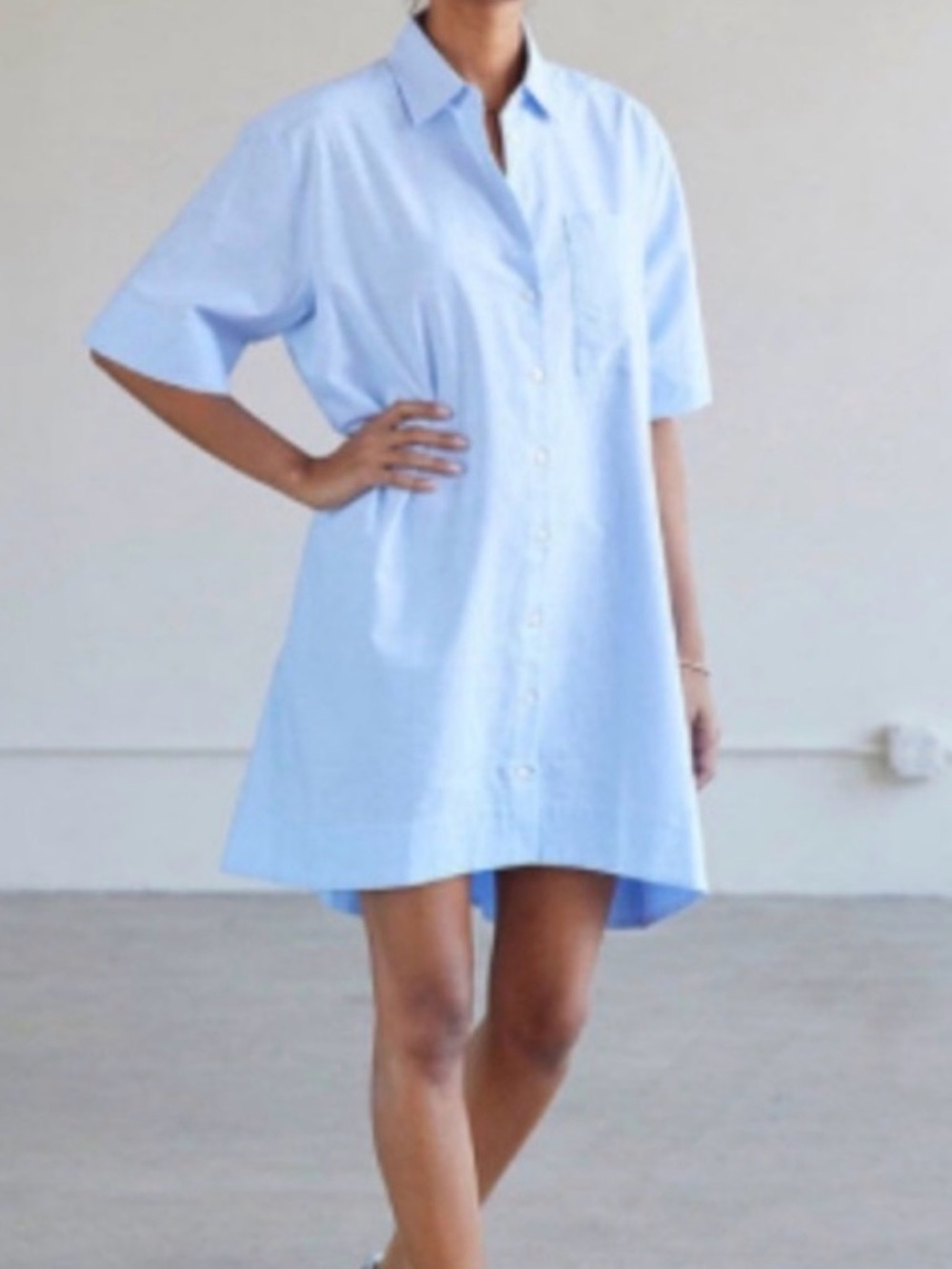 AYR Oxford Blue Button-Front Shirt Dress